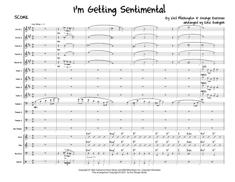 I'm Getting Sentimental Over You (arr. Eric Burger)