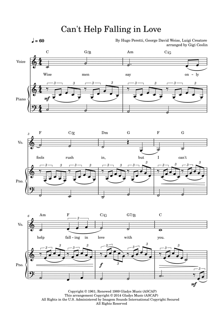 Can't Help Falling In Love (arr. Gigi Ceolin)