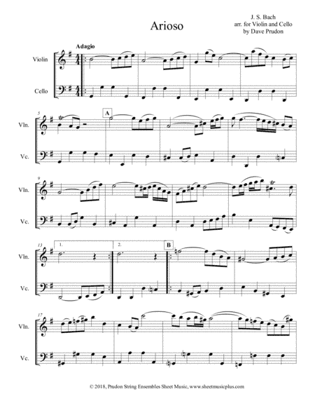 Bach Arioso for Violin and Cello (arr. Dave Prudon)