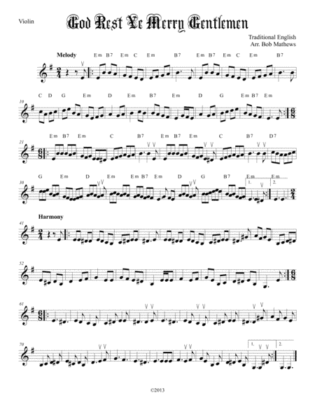 God Rest Ye Merry Gentlemen for strings (arr. Bob Mathews)