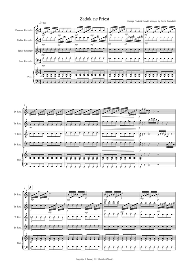 Zadok the Priest for Recorder Quartet (arr. David Burndrett)
