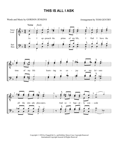 This Is All I Ask (beautiful Girls Walk A Little Slower) (arr. Tom Gentry)