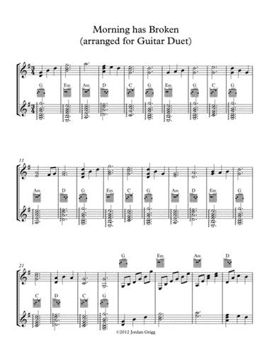 Morning has Broken (arranged for Guitar Duet) (arr. Jordan Grigg)
