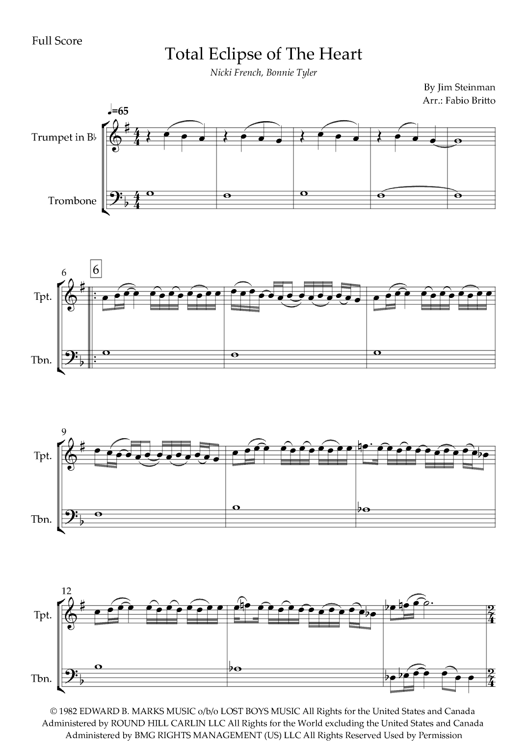 Total Eclipse Of The Heart (arr. Fabio Britto)