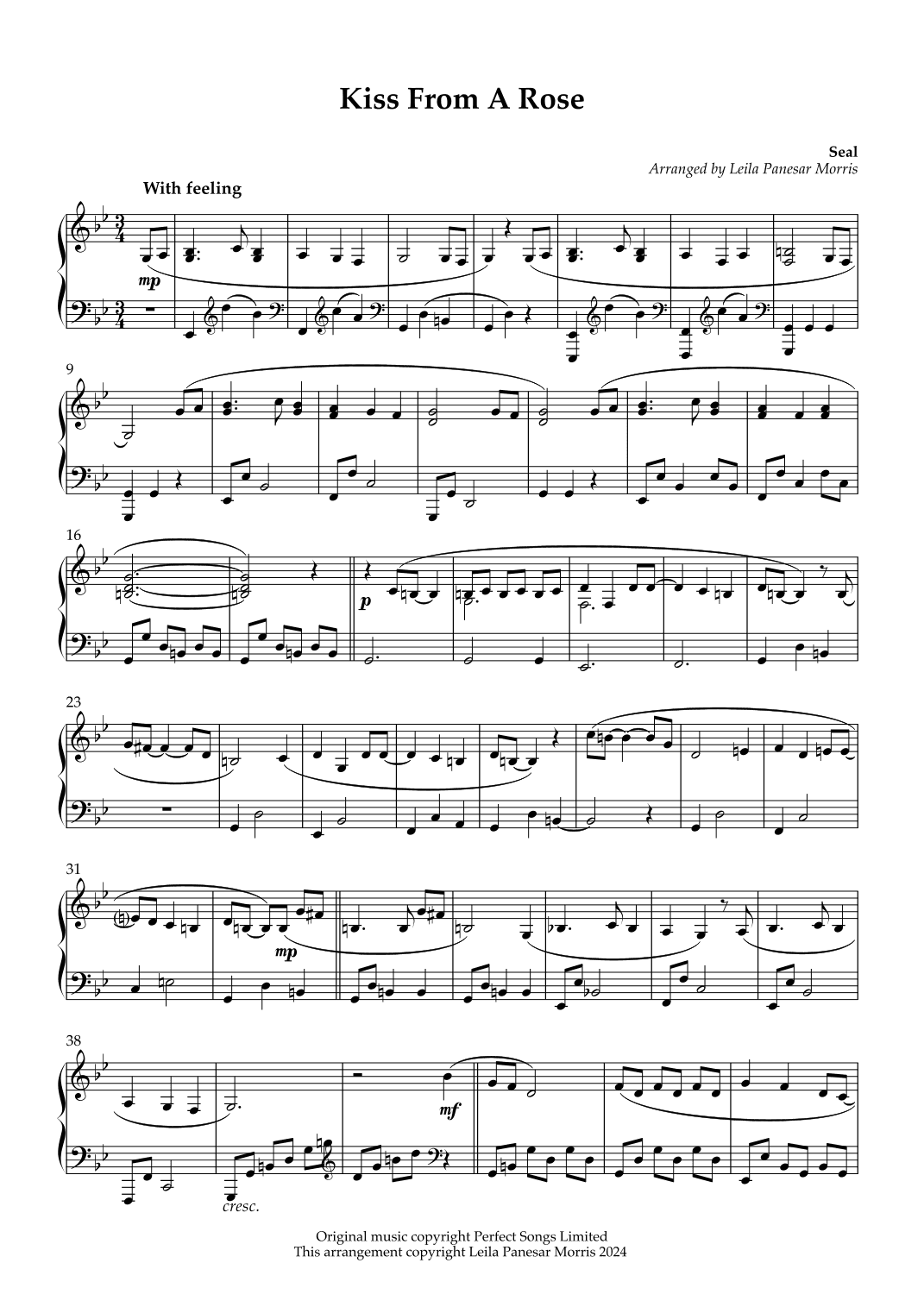 Kiss From A Rose (arr. Inky Celeste)