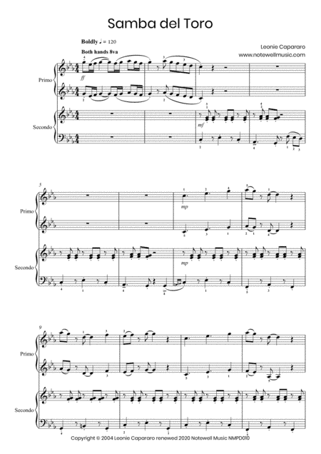 Samba del Toro (Piano duet)