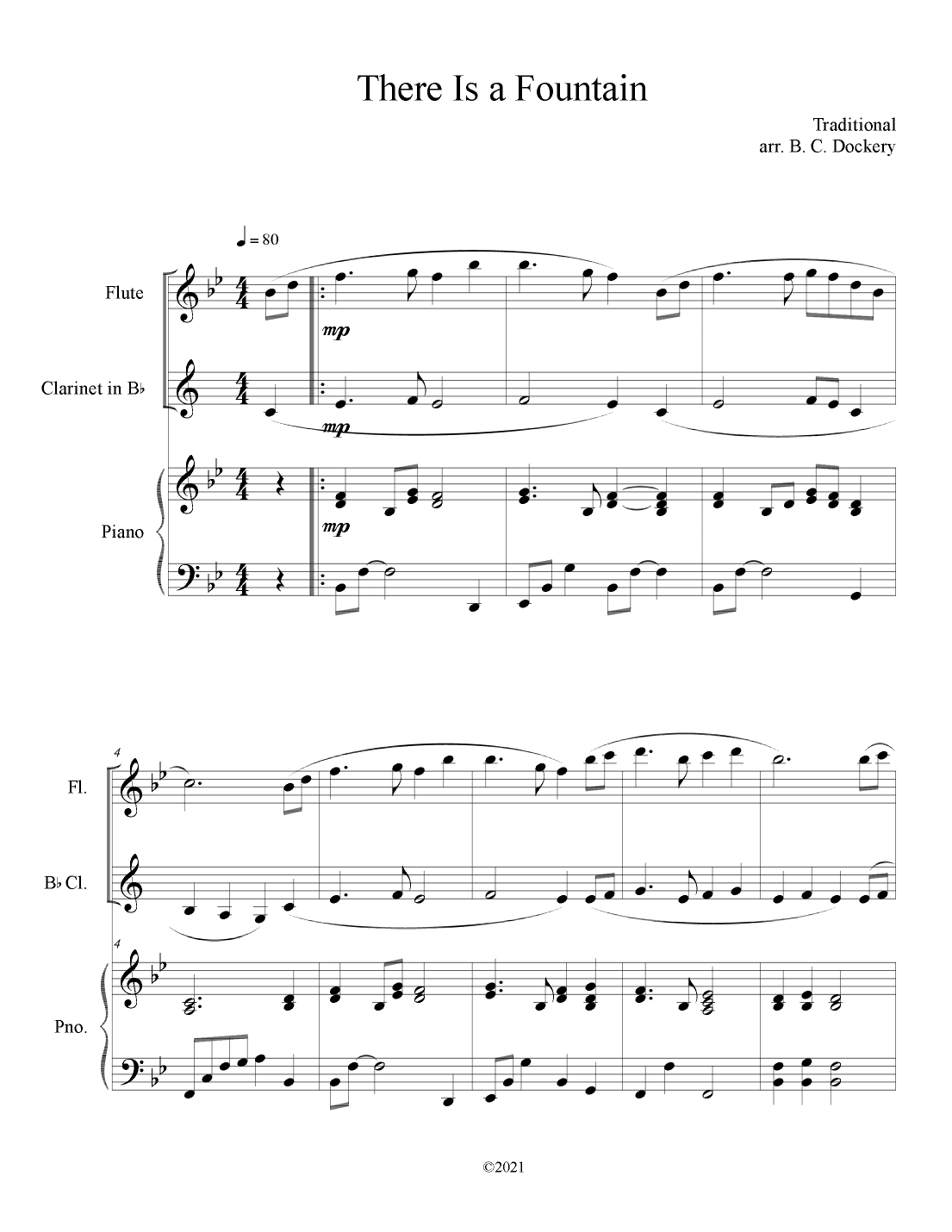 There is a Fountain (Flute and Clarinet Duet with Piano Accompaniment) (arr. B. C. Dockery)