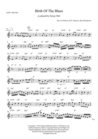 The Birth Of The Blues (arr. Saxobasics music)