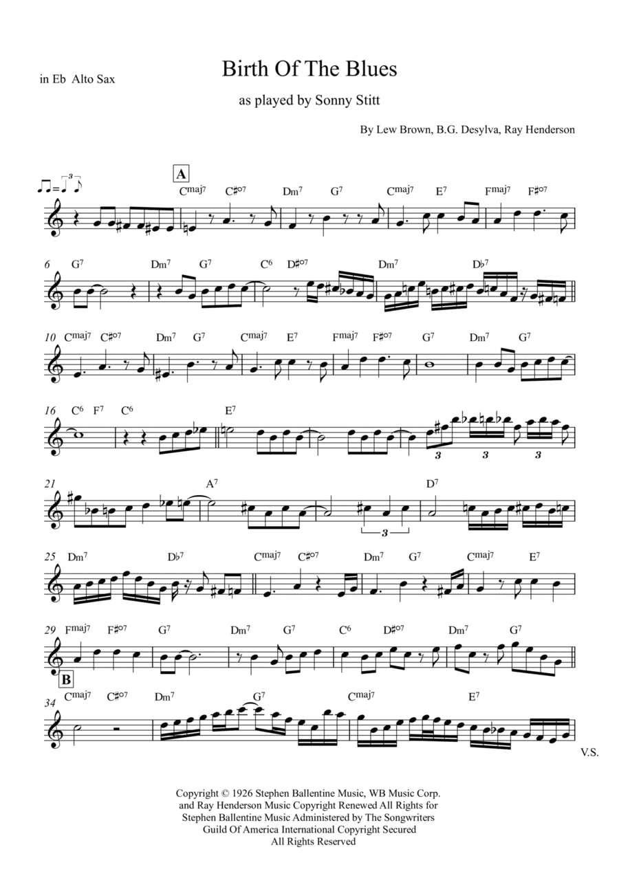 The Birth Of The Blues (arr. Saxobasics music)