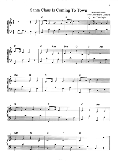 Santa Claus Is Comin' To Town (arr. Theo Degler)