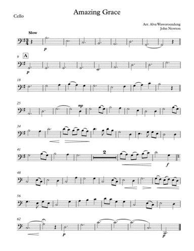 Amazing Grace Cello (arr. Alva Lee)