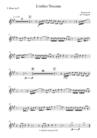 Monteverdi - L'orfeo Toccata SET OF PARTS (arr. Matthew Toogood)