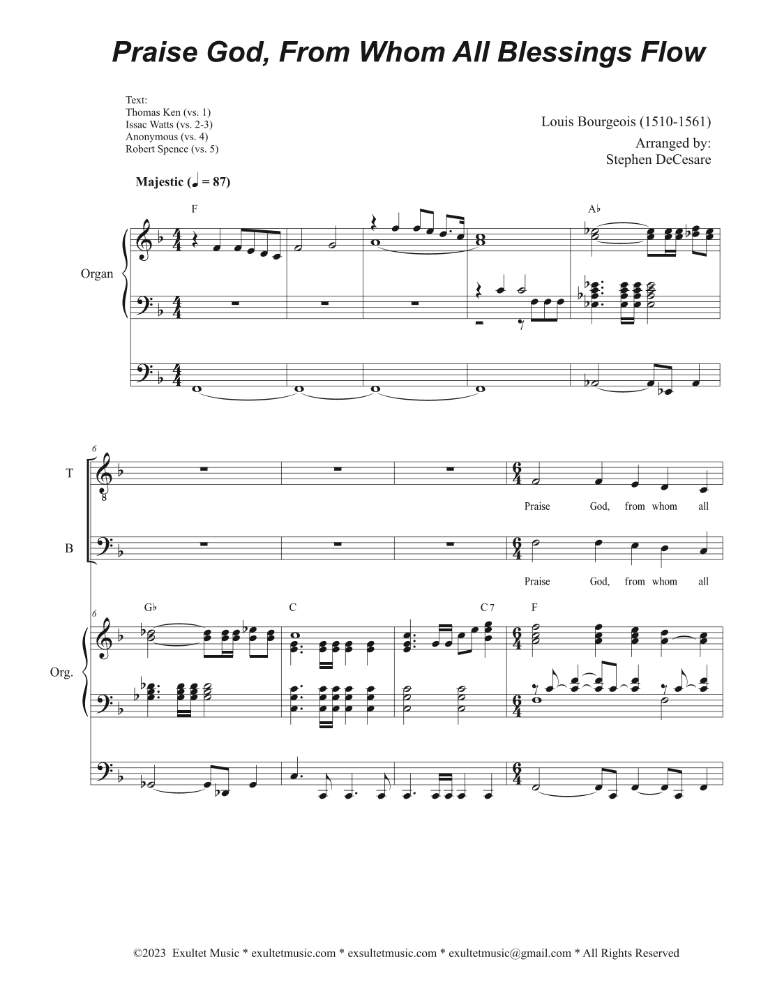 Praise God, From Whom All Blessings Flow (Vocal Quartet - (SATB) (arr. Stephen DeCesare)
