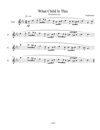 What Child Is This (Greensleeves) for solo flute (arr. B C Dockery)