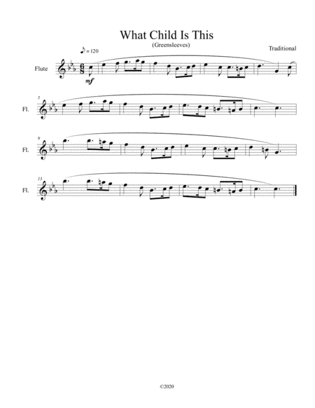 What Child Is This (Greensleeves) for solo flute (arr. B C Dockery)