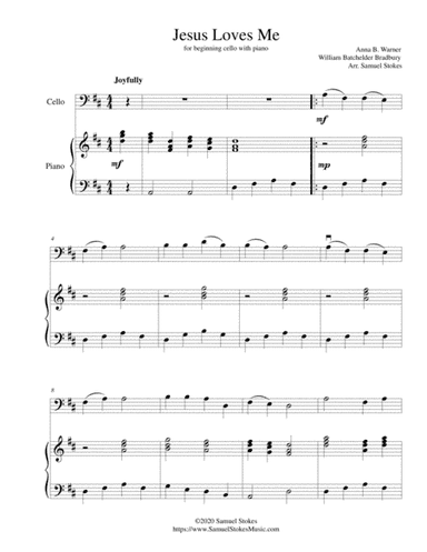 Jesus Loves Me - for beginning cello with optional piano accompaniment (arr. Samuel Stokes)