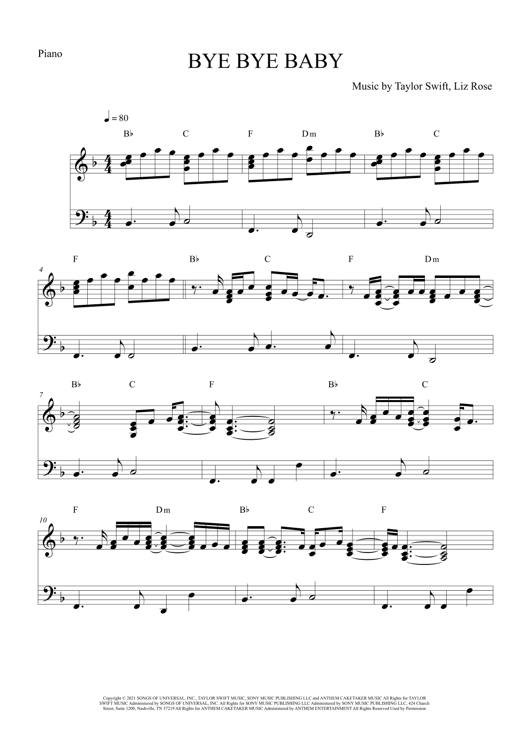 Bye Bye Baby (arr. The Sheet Music Library)