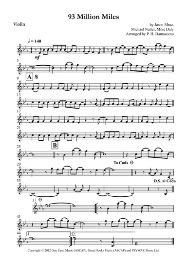 93 Million Miles (arr. P.H. Damasceno)