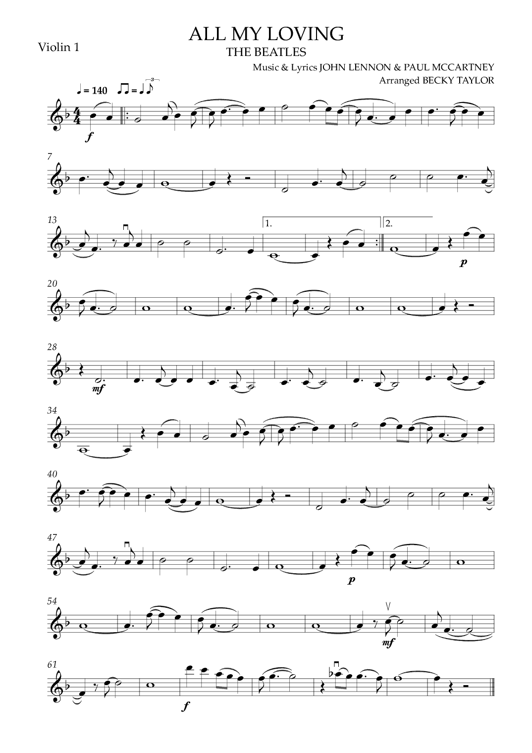 All My Loving (arr. Becky Taylor)