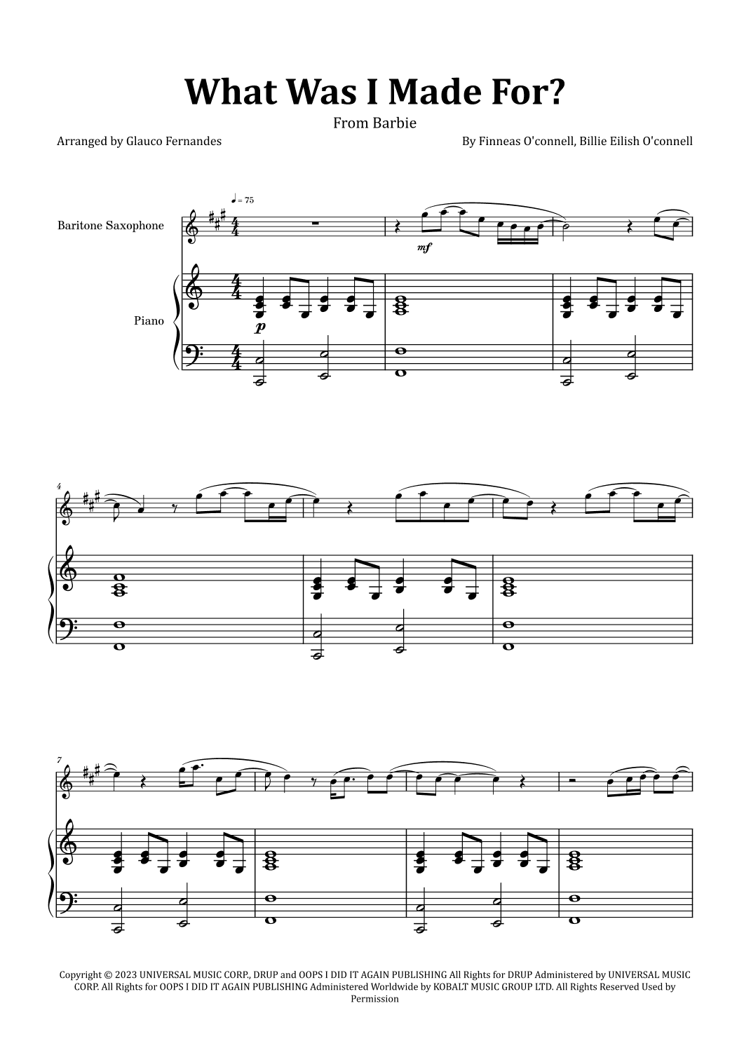 What Was I Made For? (arr. Glauco Fernandes)