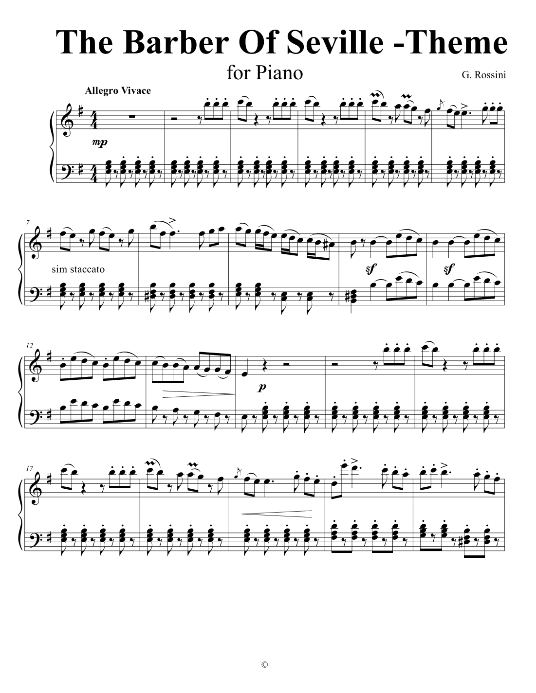 The Barber Of Seville Theme (arr. Nivs)