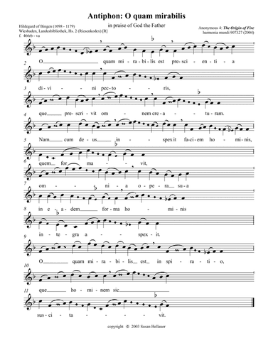 Antiphon: O quam mirabilis from Anonymous 4's album "The Origin of Fire" - Score Only (arr. Susan Hellauer)