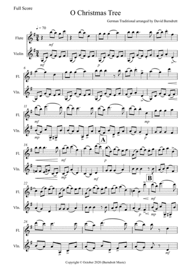 O Christmas Tree for Flute and Violin Duet (arr. David Burndrett)