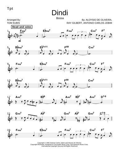Dindi (arr. Tom Kubis)