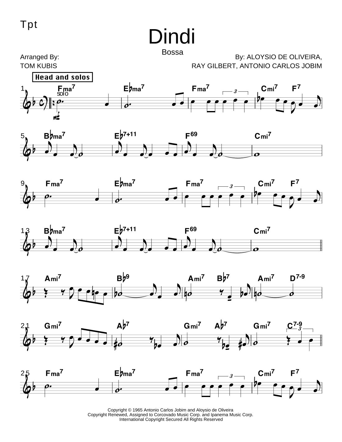 Dindi (arr. Tom Kubis)