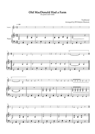 Old MacDonald Had A Farm for piano and violin (arr. JPS Edições Musicais)