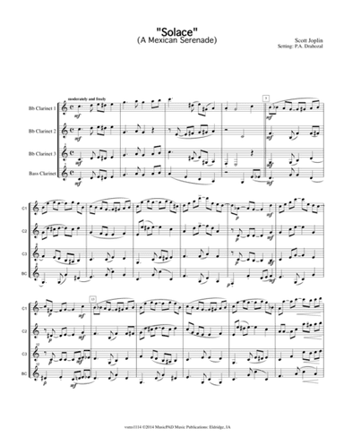 Solace -A Mexican Serenade by Scott Joplin (arranged for clarinet quartet) (arr. Peter A. Drahozal)