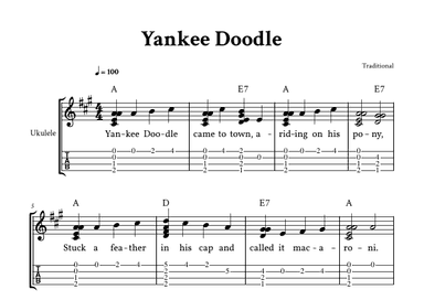 Yankee Doodle - Fingerstyle Ukulele (with TAB and Lyrics) (arr. Yuri Noronha)