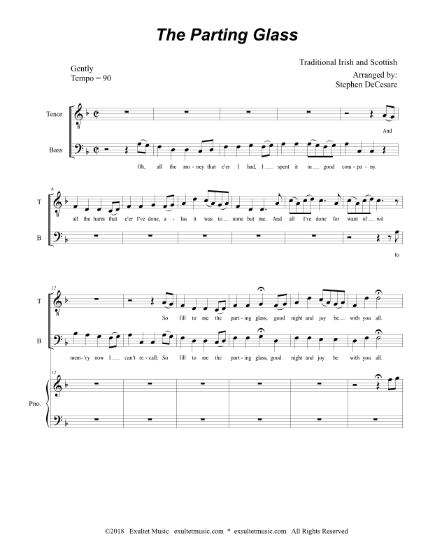 The Parting Glass (for 2-part choir - (TB) (arr. Stephen DeCesare)