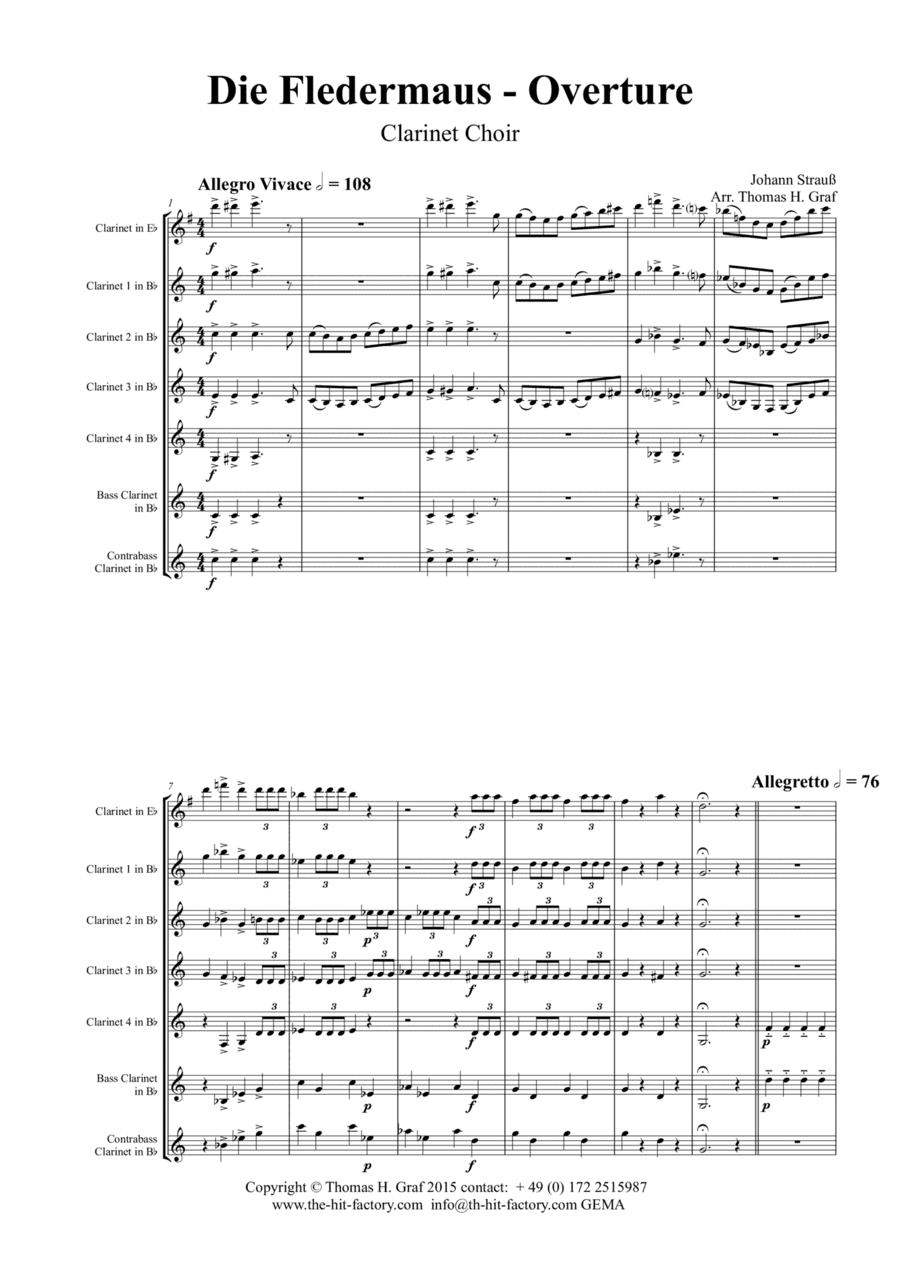 Die Fledermaus (Bb) - Johann Strauss - Overture - Clarinet Choir A4 (arr. Thomas Graf)