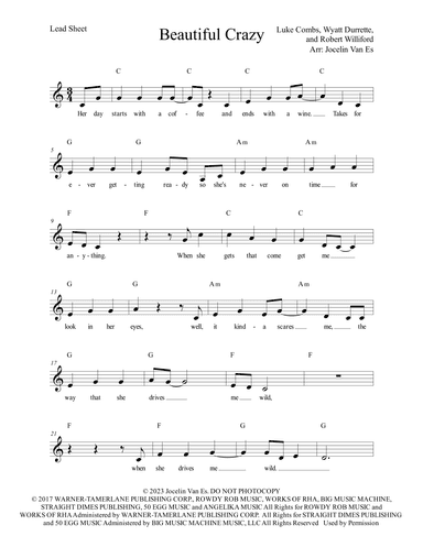 Beautiful Crazy (arr. Jocelin Van Es)