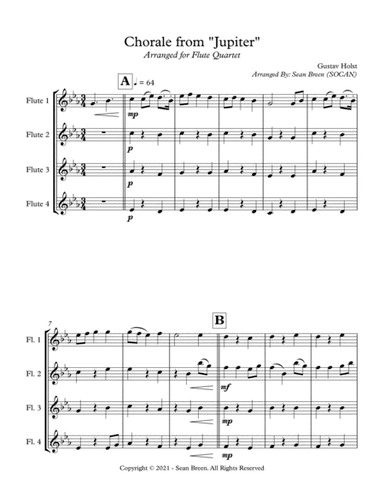 Chorale from "Jupiter" - Flute Quartet (arr. Sean Breen)