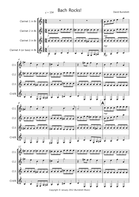 Bach Rocks! for Clarinet Quartet (arr. D.Burndrett)
