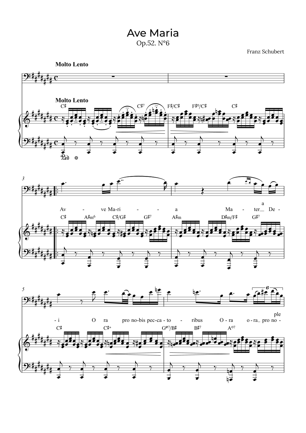 Ave Maria Schubert - Baritone with chords in C# (arr. Alex Nunes Rodrigues)