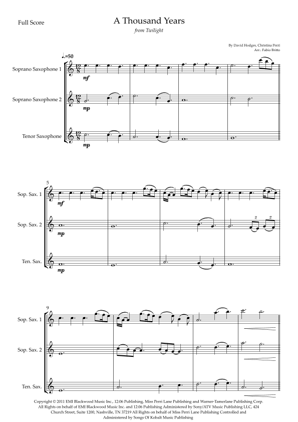 A Thousand Years (arr. Fabio Britto)