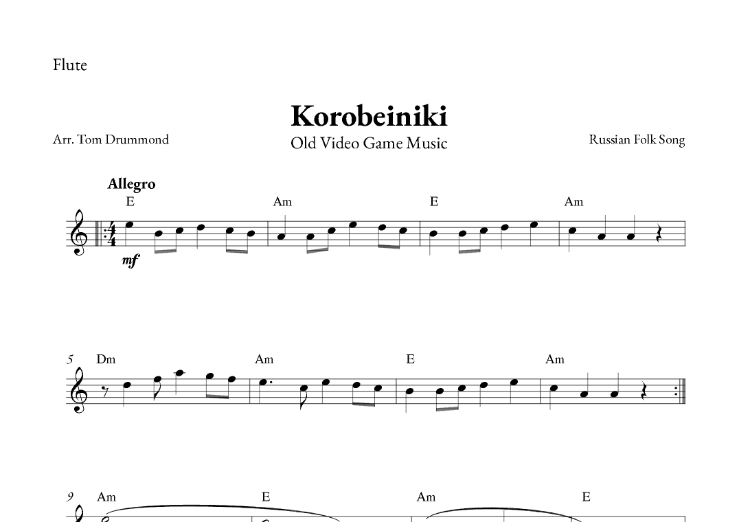 Korobeiniki (arr. Tom Drummond)