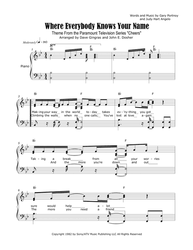 Where Everybody Knows Your Name (arr. Dave Gingras, John E. Dosher)