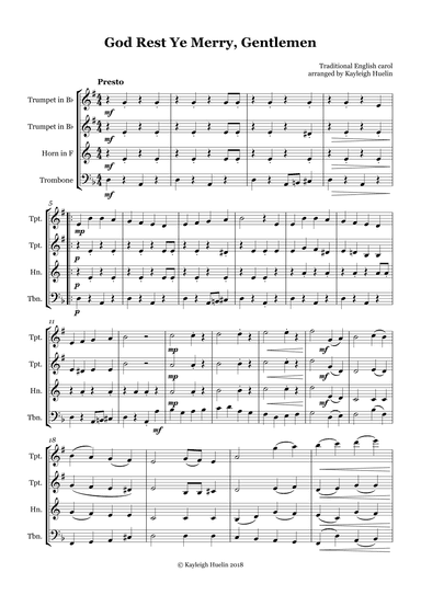 God Rest Ye Merry Gentlemen - Brass quartet (arr. Kayleigh Huelin)