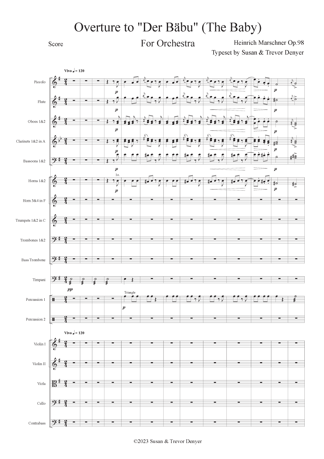 Overture to "Der Bäbu" (The Baby) (arr. Typeset by Trevor Denyer)