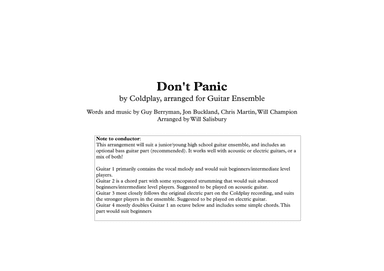 Don't Panic (arr. Will Salisbury)