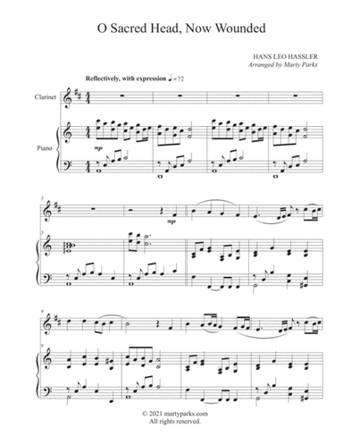 O Sacred Head, Now Wounded  (Clarinet-Piano) (arr. Marty Parks)