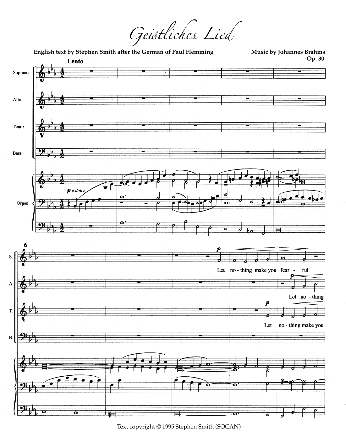Geistliches Lied (Sacred Song) - English translation (arr. Stephen Smith)