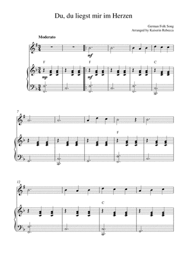 Du, du liegst mir im Herzen (You, you are in my heart) (arr. Kaiserin Rebecca)