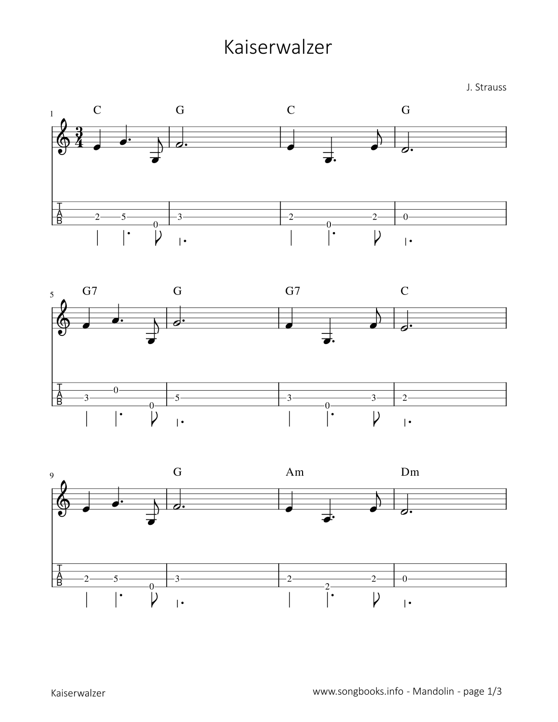 Kaiserwalzer - J. Strauss (arr. songbooks.info)