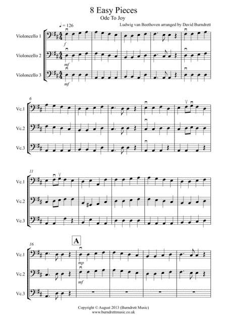8 Easy Trios, for Cello (arr. David Burndrett)