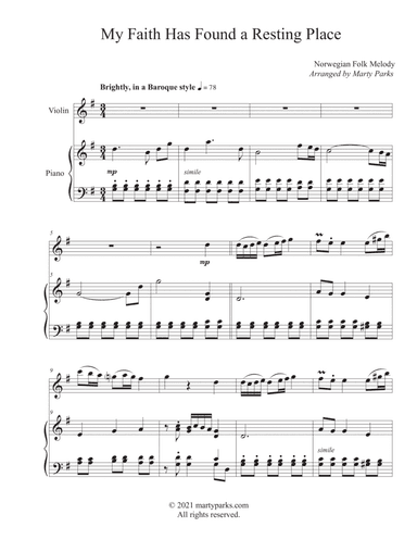 My Faith Has Found a Resting Place (Violin-Piano) (arr. Marty Parks)